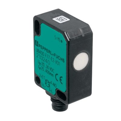 Sensor de detecção direta por ultra-som de Pepperl Fuchs UB100-F77-E2-V31 com atraso de resposta ≤ 50 ms Massa de 10 g