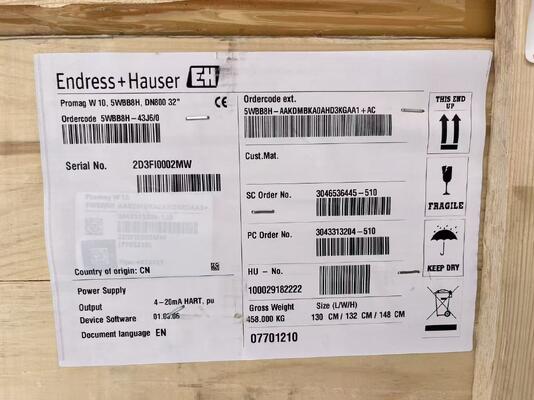 Transmissor de pressão industrial Endress Hauser 5WBB8H-43J6/0