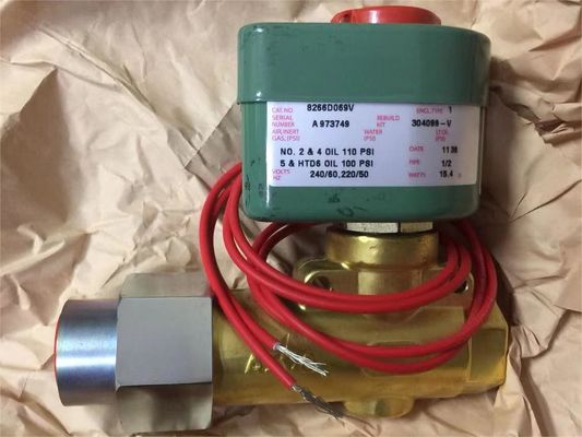 8266D069V 1/2" NPT Emerson ASCO 2 Way Solenoide Valve Óleo de combustível 120VAC 1/4" Orifício