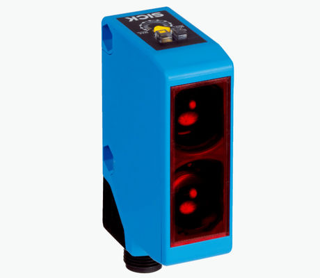 Sensor fotoelétrico compacto SICK W250-2P2431 com luz vermelha visível e número de peça 6044699