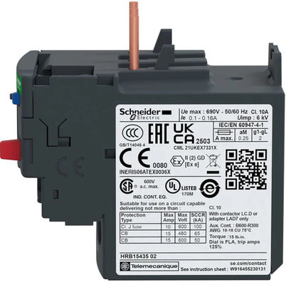 Relé de sobrecarga térmica durável Schneider Electric LRD21 com espaçamento entre o buraco de montagem de 7,874" 200,00 mm e interface NAMUR