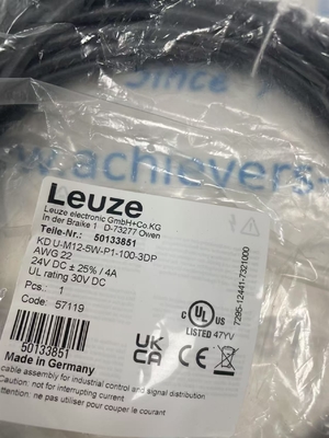 Leuze KD U-M12-5W-P1-100-3DP Cable de ligação Fluxo 0,70 Cv Projetado para instalações químicas e de energia
