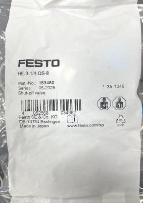 Festo HE-3-14-QS-8 Desligamento da válvula