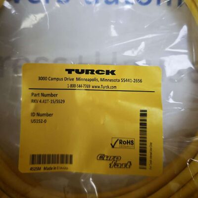 Conjunto de cabos de extremidade única Turck RKV 4.41T-15S529 M12 | Cabo do atuador do sensor Eurofast