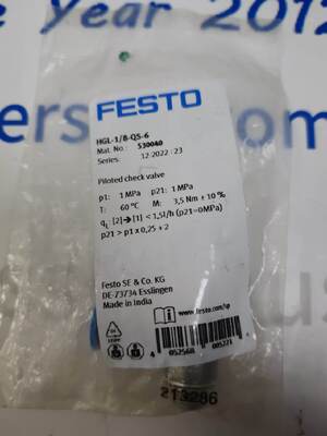 Festo HGL-1/8-QS-6 válvula de retenção pilotada