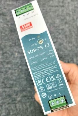 MW Mean Well SDR-75-12 12V 6.3A 75W Output único Industrial DIN Fornecimento de energia ferroviária